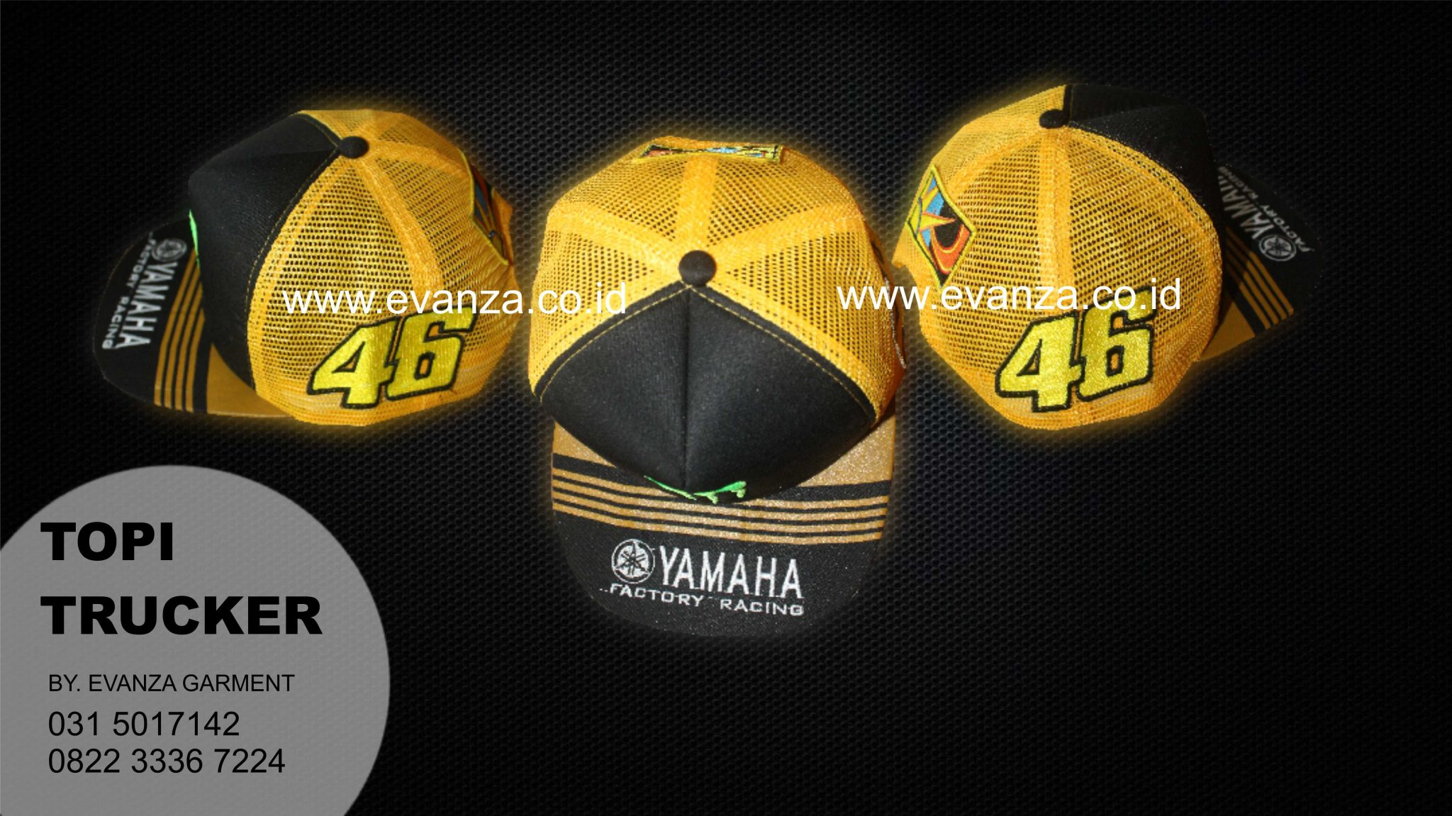 Contoh Desain Konveksi Topi Trucker Valentino Rossi Custom