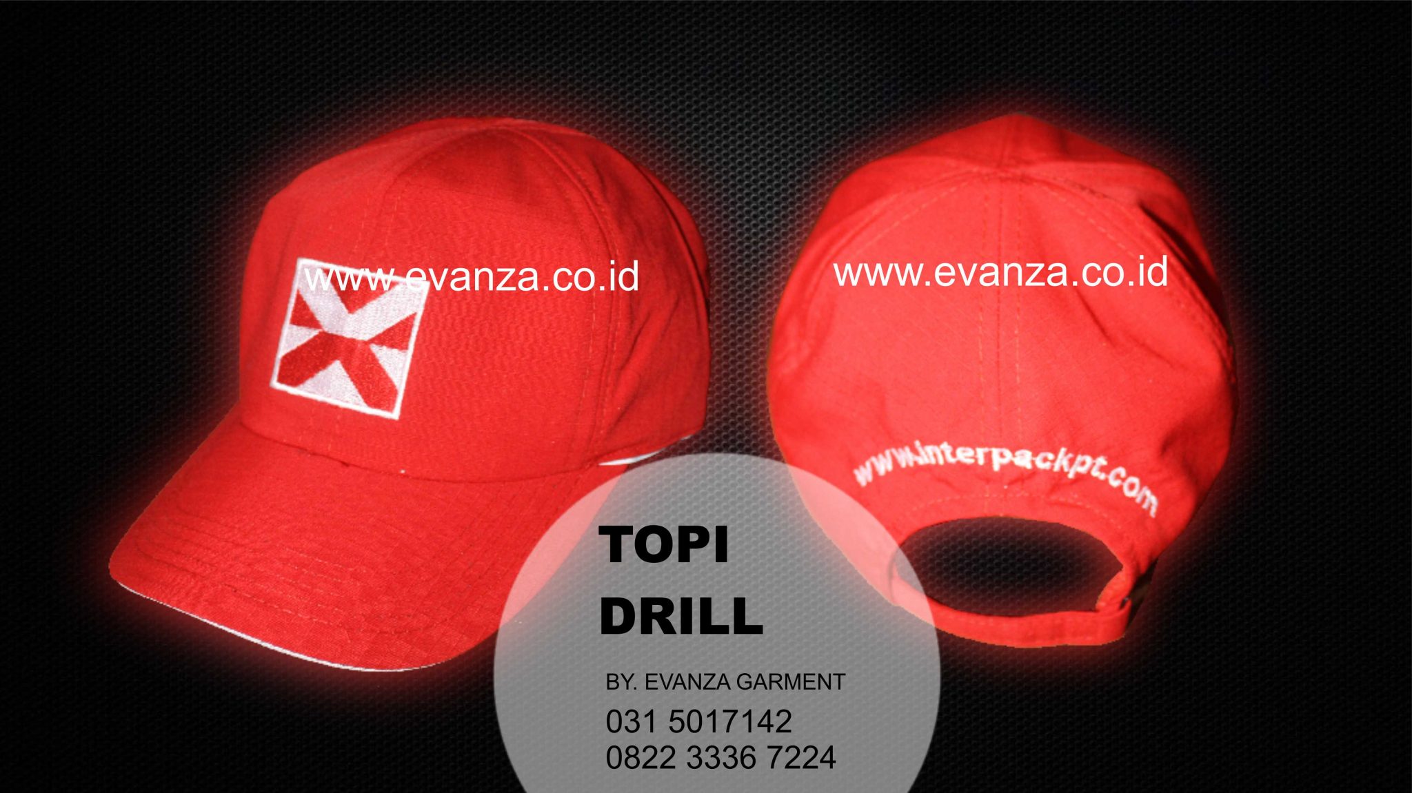 Contoh Desain Konveksi Topi Drill INTERPACK