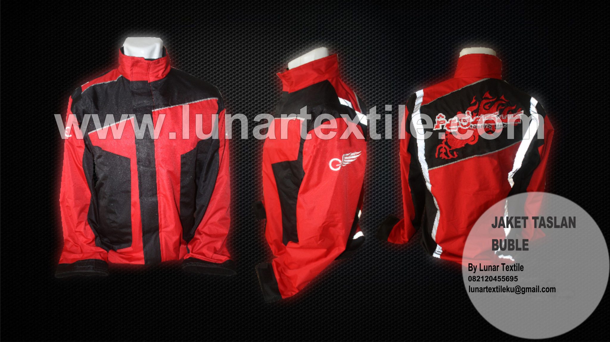 Contoh Desain Konveksi Jaket Motor taslan Bubble