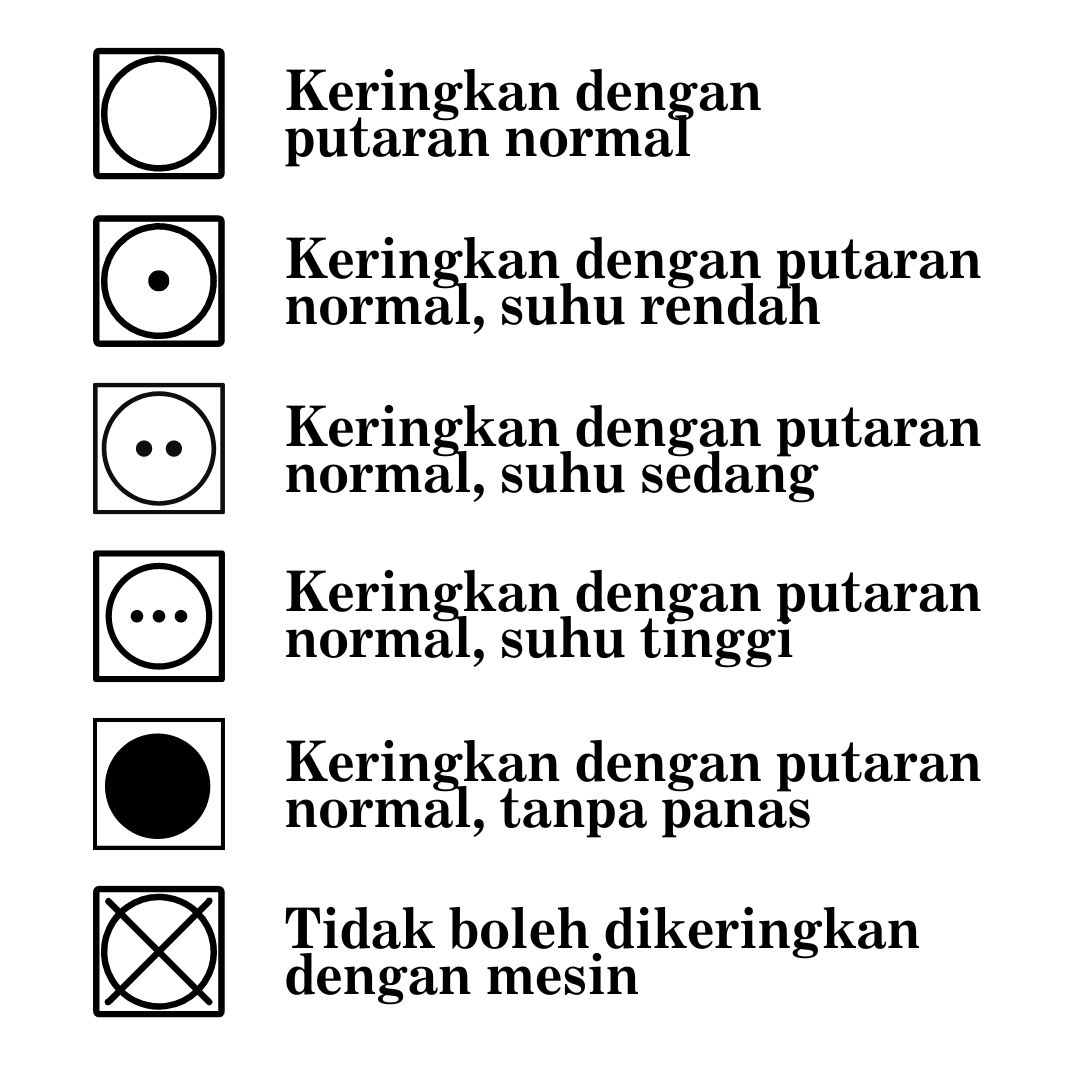 lambang pengering pada label pakaian